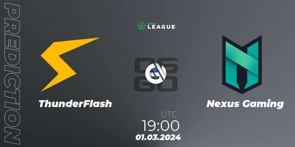 ThunderFlash vs Nexus Gaming: Match Prediction. 01.03.24, CS2 (CS:GO), ESEA Season 48: Advanced Division - Europe