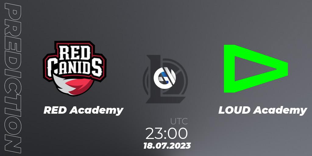 RED Academy vs LOUD Academy: Match Prediction. 18.07.2023 at 23:00, LoL, CBLOL Academy Split 2 2023 - Group Stage