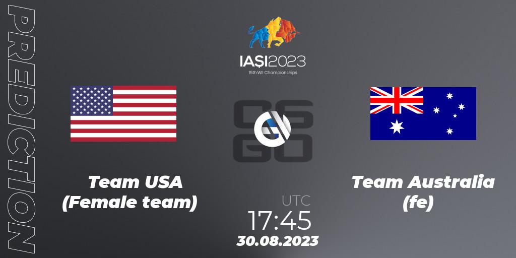 Team USA (Female team) vs Team Australia (fe): Match Prediction. 31.08.2023 at 10:20, Counter-Strike (CS2), IESF Female World Esports Championship 2023