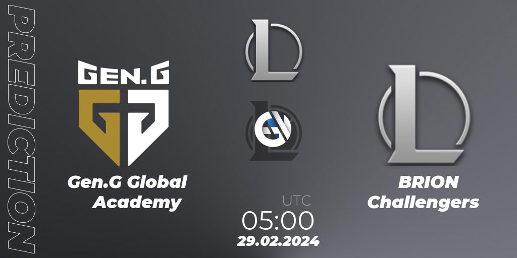 Gen.G Global Academy vs BRION Challengers: Match Prediction. 29.02.24, LoL, LCK Challengers League 2024 Spring - Group Stage