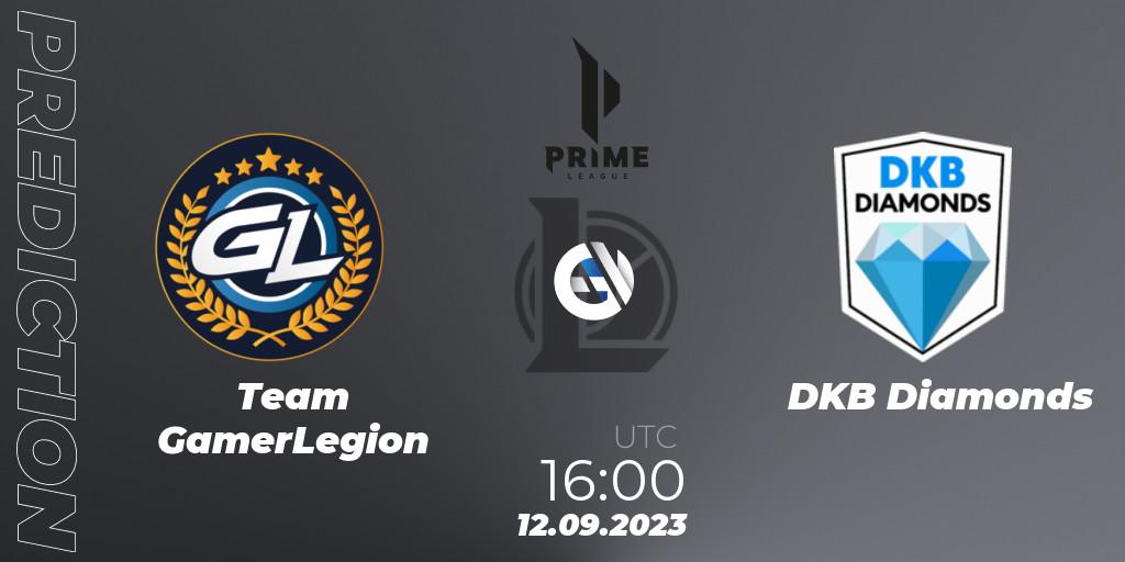 Team GamerLegion vs DKB Diamonds: Match Prediction. 12.09.23, LoL, Prime League 2024 - Promotion Tournament