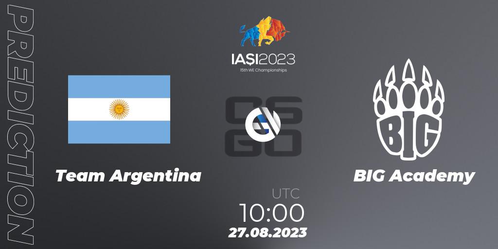 Team Argentina vs BIG Academy: Match Prediction. 27.08.2023 at 14:15, Counter-Strike (CS2), IESF World Esports Championship 2023
