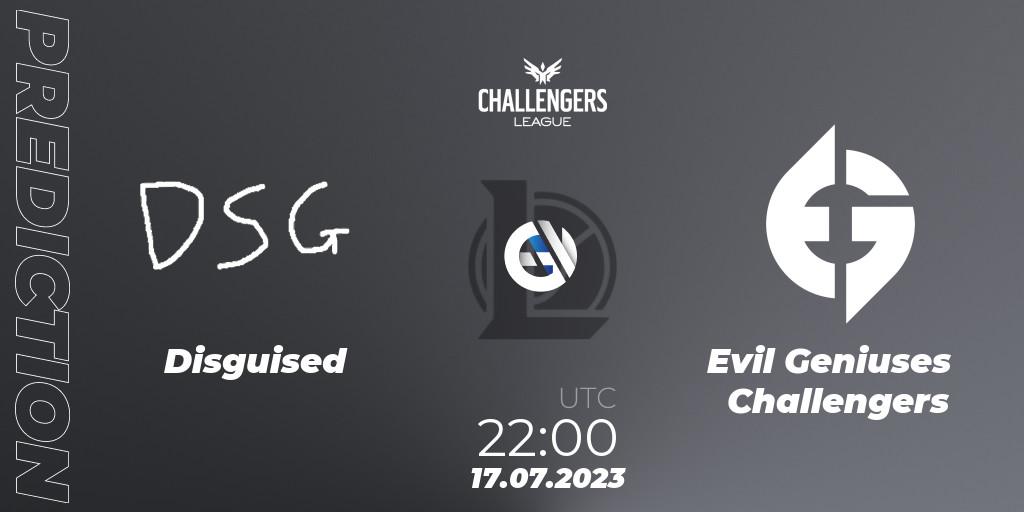 Disguised vs Evil Geniuses Challengers: Match Prediction. 17.07.23, LoL, North American Challengers League 2023 Summer - Group Stage