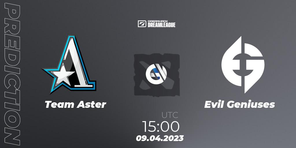 Team Aster vs Evil Geniuses: Match Prediction. 09.04.23, Dota 2, DreamLeague Season 19 - Group Stage 1