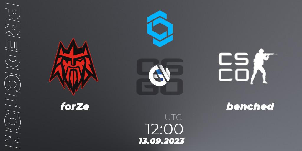 forZe vs benched: Match Prediction. 13.09.2023 at 12:00, Counter-Strike (CS2), CCT East Europe Series #2