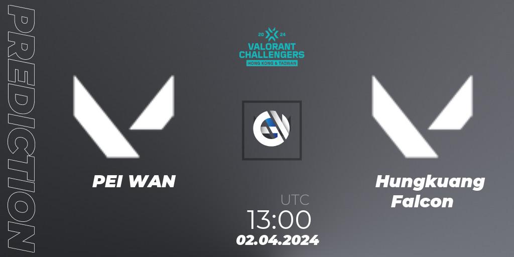 PEI WAN vs Hungkuang Falcon: Match Prediction. 02.04.2024 at 13:00, VALORANT, VALORANT Challengers Hong Kong and Taiwan 2024: Split 1