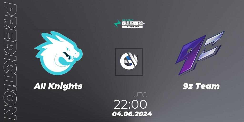 All Knights vs 9z Team: Match Prediction. 12.06.2024 at 22:00, VALORANT, VALORANT Challengers 2024 LAS: Split 2