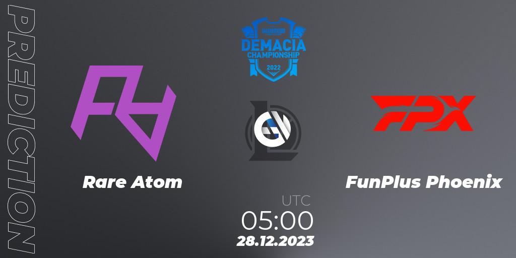 Rare Atom vs FunPlus Phoenix: Match Prediction. 28.12.23, LoL, Demacia Cup 2023 Group Stage