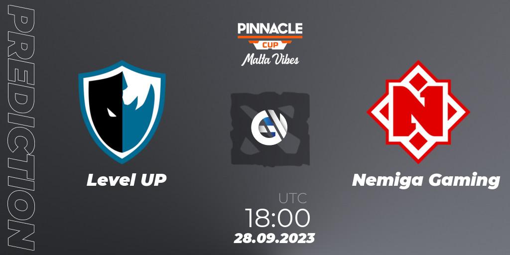 Level UP vs Nemiga Gaming: Match Prediction. 28.09.2023 at 18:24, Dota 2, Pinnacle Cup: Malta Vibes #4
