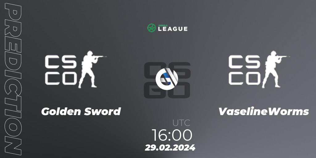 Golden Sword vs VaselineWorms: Match Prediction. 29.02.24, CS2 (CS:GO), ESEA Season 48: Advanced Division - Europe