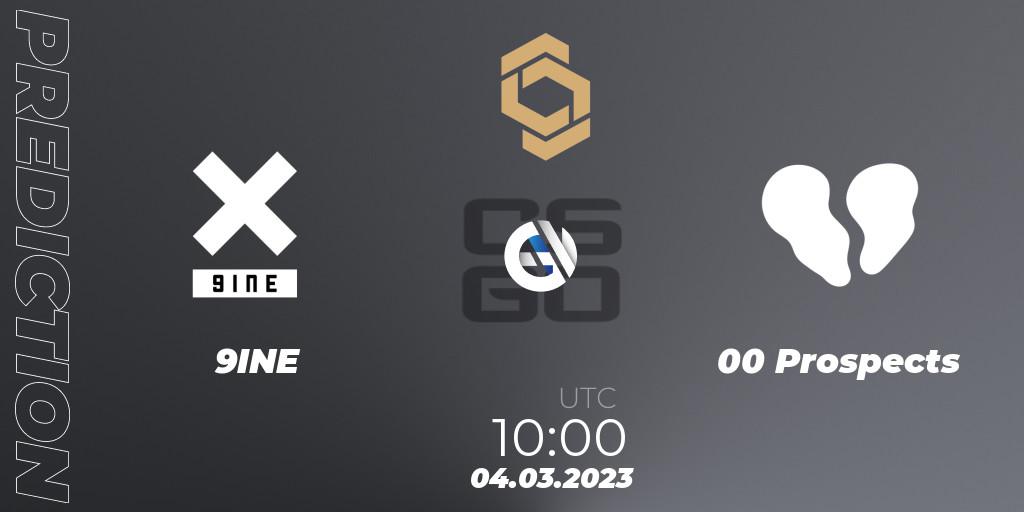 9INE vs 00 Prospects: Match Prediction. 04.03.2023 at 10:00, Counter-Strike (CS2), CCT South Europe Series #3