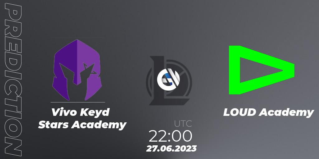 Vivo Keyd Stars Academy vs LOUD Academy: Match Prediction. 27.06.2023 at 22:00, LoL, CBLOL Academy Split 2 2023 - Group Stage