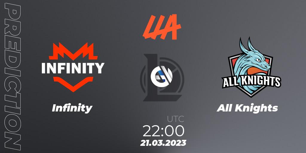 Infinity vs All Knights: Match Prediction. 21.03.23, LoL, LLA Opening 2023 - Playoffs
