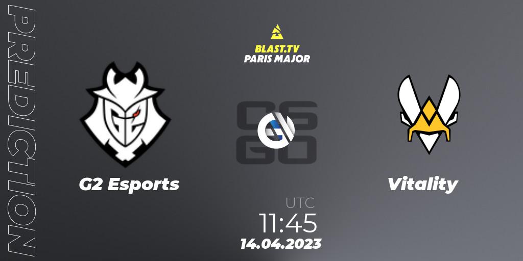 G2 Esports vs Vitality: Match Prediction. 14.04.23, CS2 (CS:GO), BLAST.tv Paris Major 2023 Europe RMR B