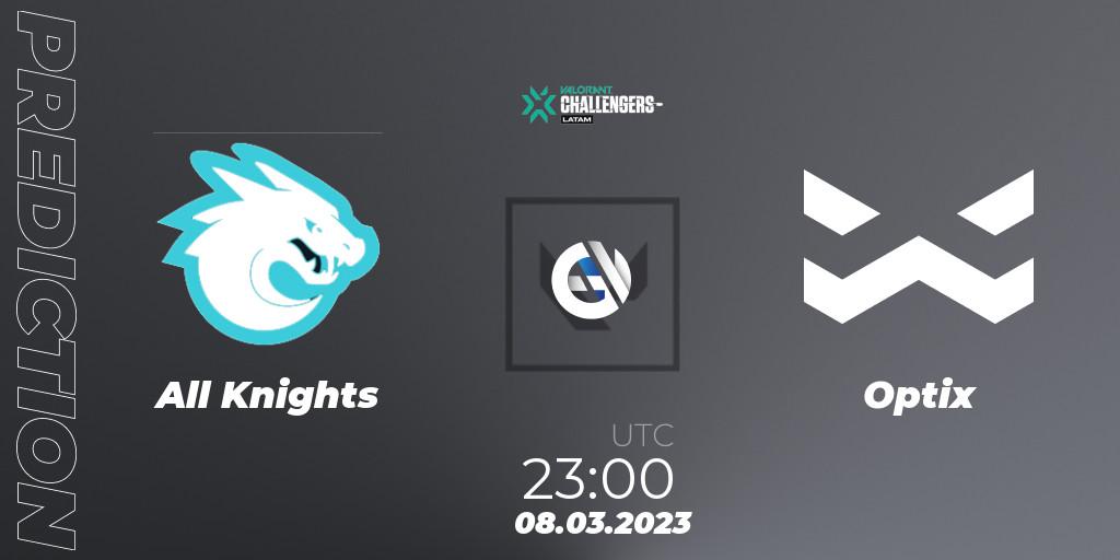All Knights vs Optix: Match Prediction. 08.03.23, VALORANT, VALORANT Challengers 2023: LAS Split 1