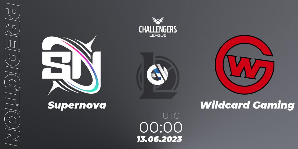Supernova vs Wildcard Gaming: Match Prediction. 13.06.2023 at 00:00, LoL, North American Challengers League 2023 Summer - Group Stage
