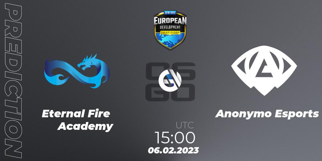 Eternal Fire Academy vs Anonymo Esports: Match Prediction. 12.02.23, CS2 (CS:GO), European Development Championship 7 Closed Qualifier