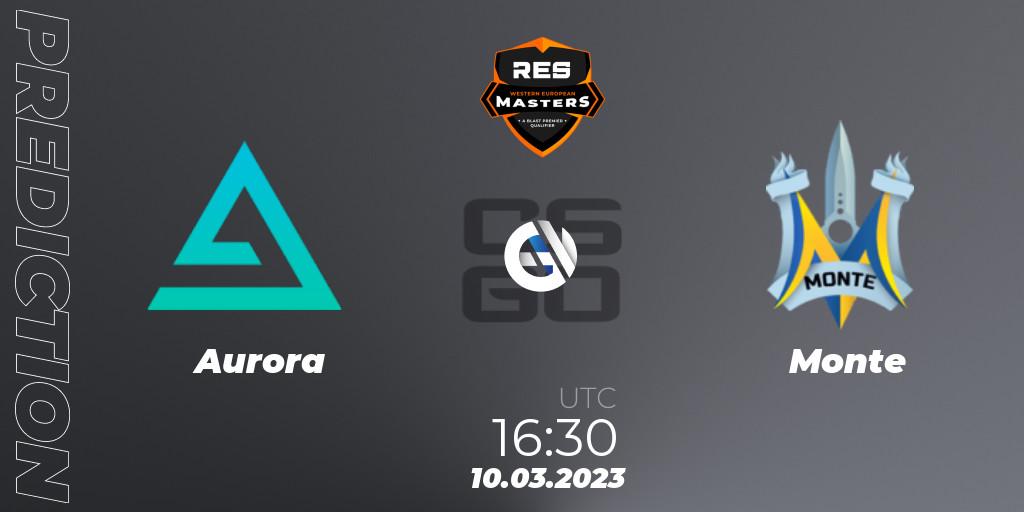 Aurora vs Monte: Match Prediction. 10.03.2023 at 16:05, Counter-Strike (CS2), RES Eastern European Masters: Spring 2023