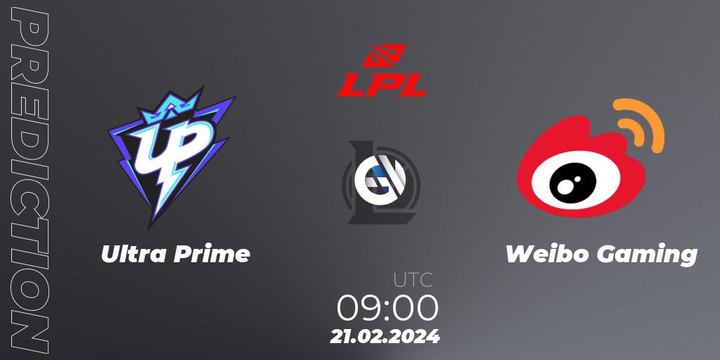Ultra Prime vs Weibo Gaming: Match Prediction. 21.02.24, LoL, LPL Spring 2024 - Group Stage