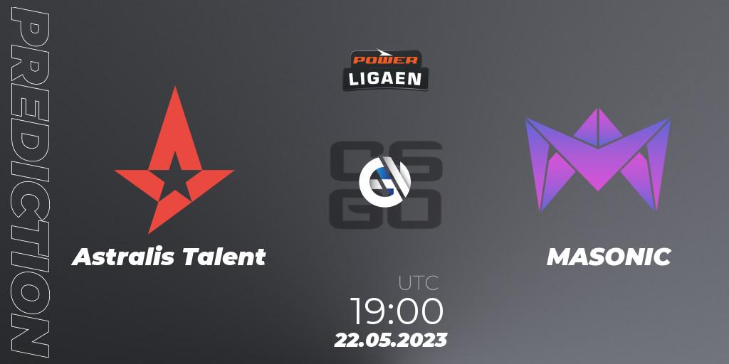 Astralis Talent vs MASONIC: Match Prediction. 22.05.2023 at 19:00, Counter-Strike (CS2), Dust2.dk Ligaen Season 23
