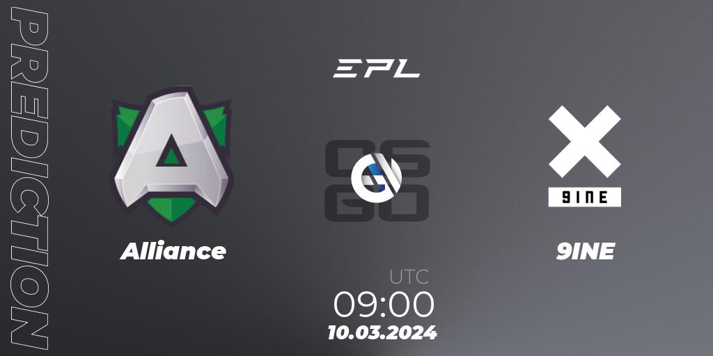 Alliance vs 9INE: Match Prediction. 10.03.24, CS2 (CS:GO), European Pro League Season 14