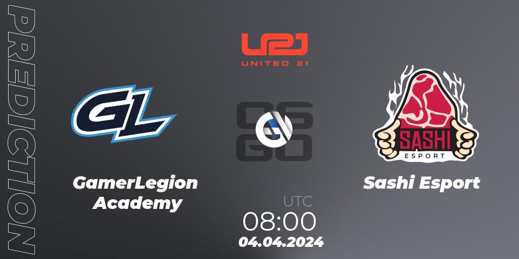 GamerLegion Academy vs Sashi Esport: Match Prediction. 04.04.2024 at 08:00, Counter-Strike (CS2), United21 Season 14
