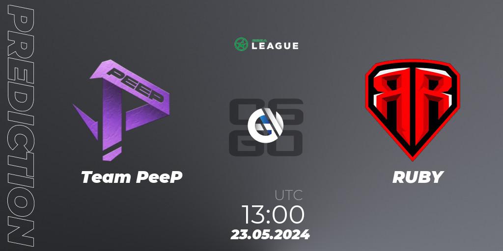 Team PeeP vs RUBY: Match Prediction. 23.05.2024 at 13:00, Counter-Strike (CS2), ESEA Season 49: Advanced Division - Europe