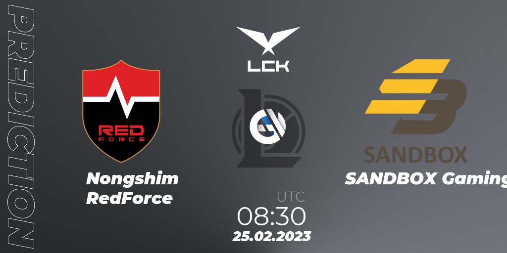 Nongshim RedForce vs SANDBOX Gaming: Match Prediction. 25.02.23, LoL, LCK Spring 2023 - Group Stage
