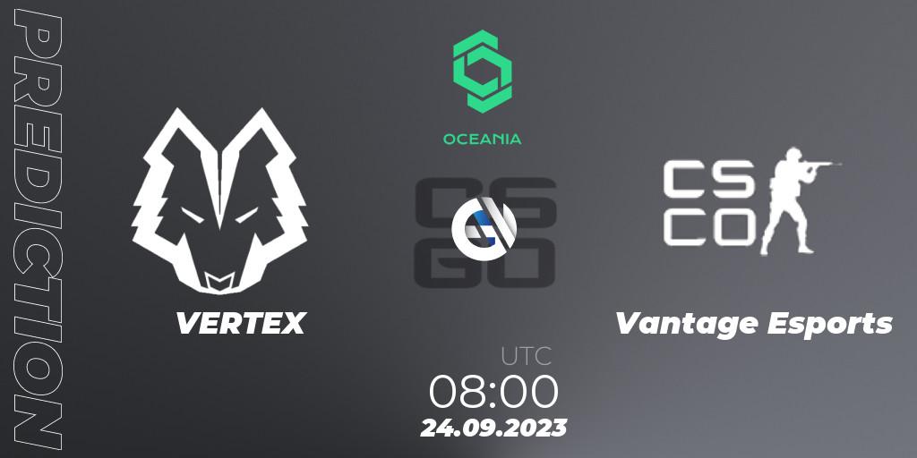 VERTEX vs Vantage Esports: Match Prediction. 24.09.2023 at 08:00, Counter-Strike (CS2), CCT Oceania Series #2