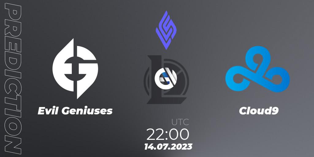 Evil Geniuses vs Cloud9: Match Prediction. 15.07.23, LoL, LCS Summer 2023 - Group Stage