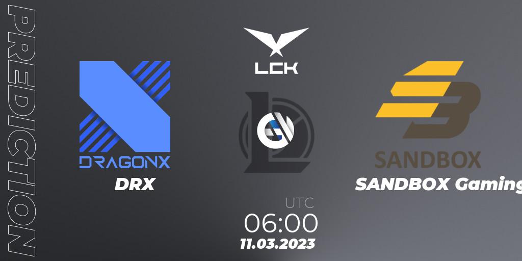 DRX vs SANDBOX Gaming: Match Prediction. 11.03.23, LoL, LCK Spring 2023 - Group Stage