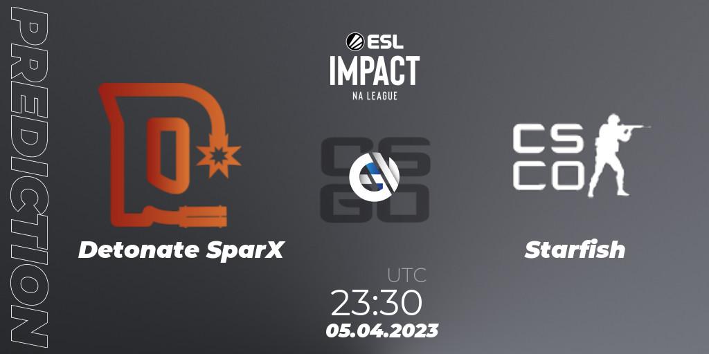 Detonate SparX vs Starfish: Match Prediction. 05.04.23, CS2 (CS:GO), ESL Impact League Season 3: North American Division