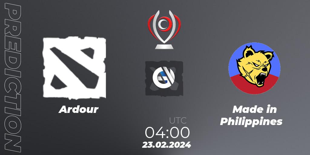 Ardour vs Made in Philippines: Match Prediction. 23.02.2024 at 04:00, Dota 2, Opus League