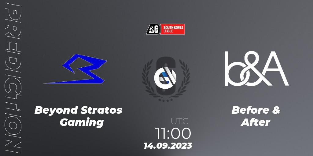 Beyond Stratos Gaming vs Before & After: Match Prediction. 14.09.2023 at 11:00, Rainbow Six, South Korea League 2023 - Stage 2