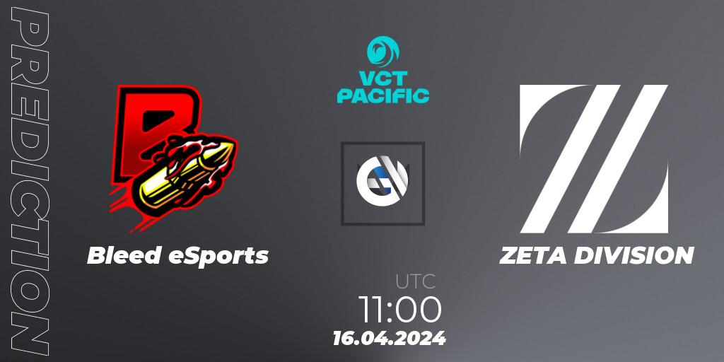 Bleed eSports vs ZETA DIVISION: Match Prediction. 16.04.24, VALORANT, VALORANT Champions Tour 2024: Pacific League - Stage 1 - Group Stage