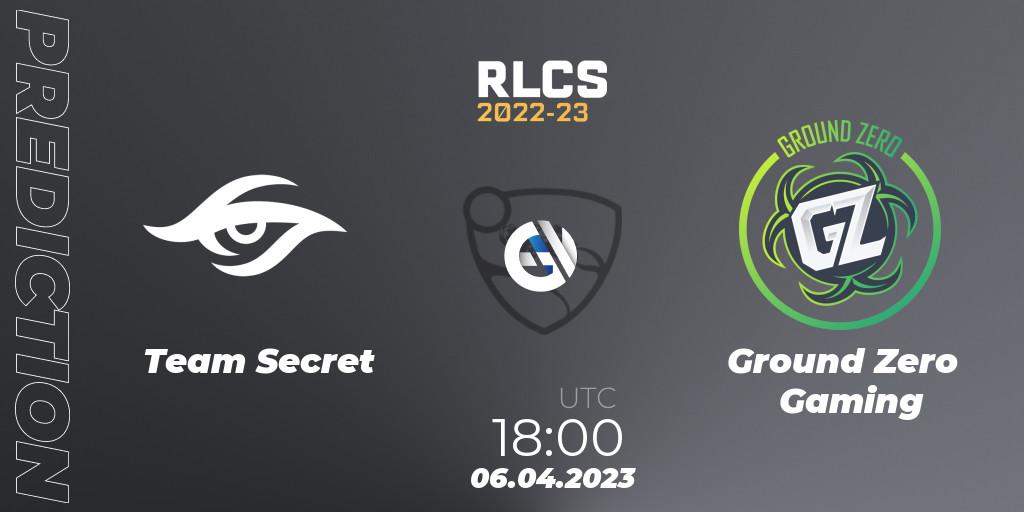 Team Secret vs Ground Zero Gaming: Match Prediction. 06.04.23, Rocket League, RLCS 2022-23 - Winter Split Major