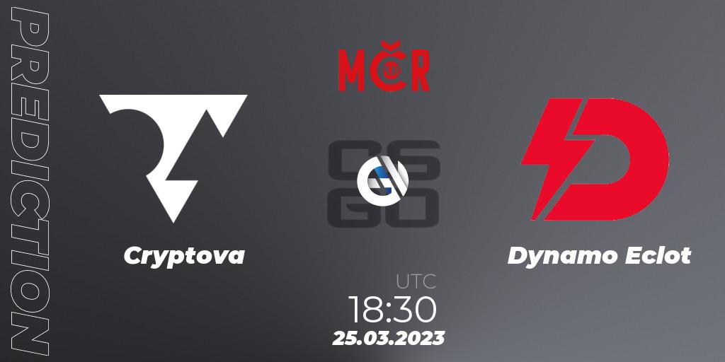 Cryptova vs Dynamo Eclot: Match Prediction. 25.03.2023 at 18:30, Counter-Strike (CS2), Tipsport Cup Prague Spring 2023: Online Stage