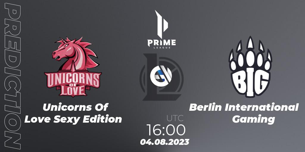 Unicorns Of Love Sexy Edition vs Berlin International Gaming: Match Prediction. 04.08.23, LoL, Prime League Summer 2023 - Playoffs