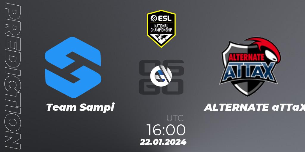 Team Sampi vs ALTERNATE aTTaX: Match Prediction. 22.01.2024 at 16:00, Counter-Strike (CS2), ESL Pro League Season 19 NC Europe Qualifier