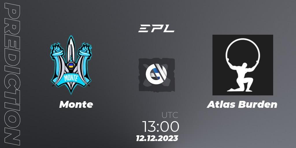 Monte vs Atlas Burden: Match Prediction. 12.12.2023 at 13:00, Dota 2, European Pro League Season 15