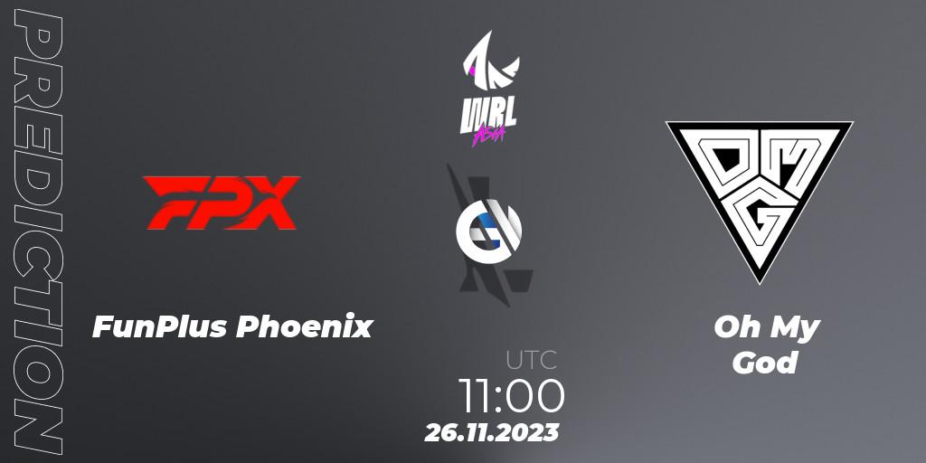 FunPlus Phoenix vs Oh My God: Match Prediction. 26.11.2023 at 10:45, Wild Rift, WRL Asia 2023 - Season 2 - Regular Season