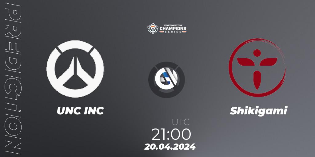 UNC INC vs Shikigami: Match Prediction. 20.04.2024 at 21:00, Overwatch, Overwatch Champions Series 2024 - North America Stage 2 Group Stage