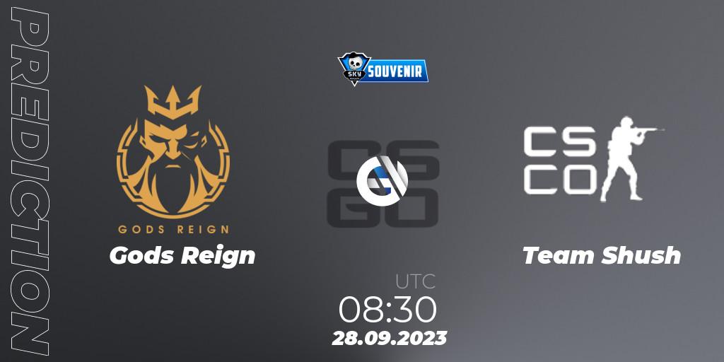Gods Reign vs Team Shush: Match Prediction. 28.09.2023 at 12:00, Counter-Strike (CS2), Skyesports Souvenir 2023