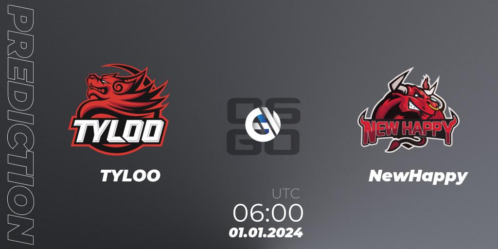TYLOO vs NewHappy: Match Prediction. 01.01.2024 at 06:00, Counter-Strike (CS2), Asian Super League Season 1