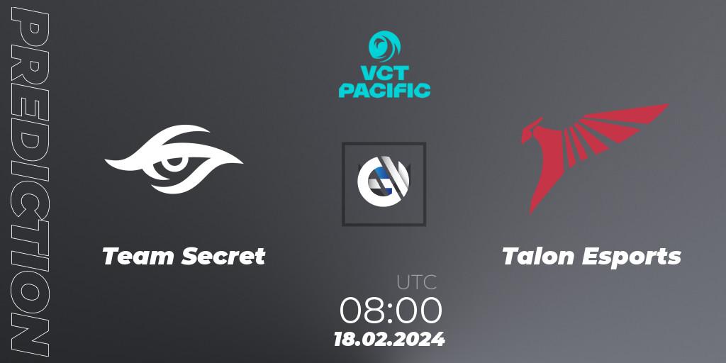 Team Secret vs Talon Esports: Match Prediction. 18.02.24, VALORANT, VCT 2024: Pacific Kickoff