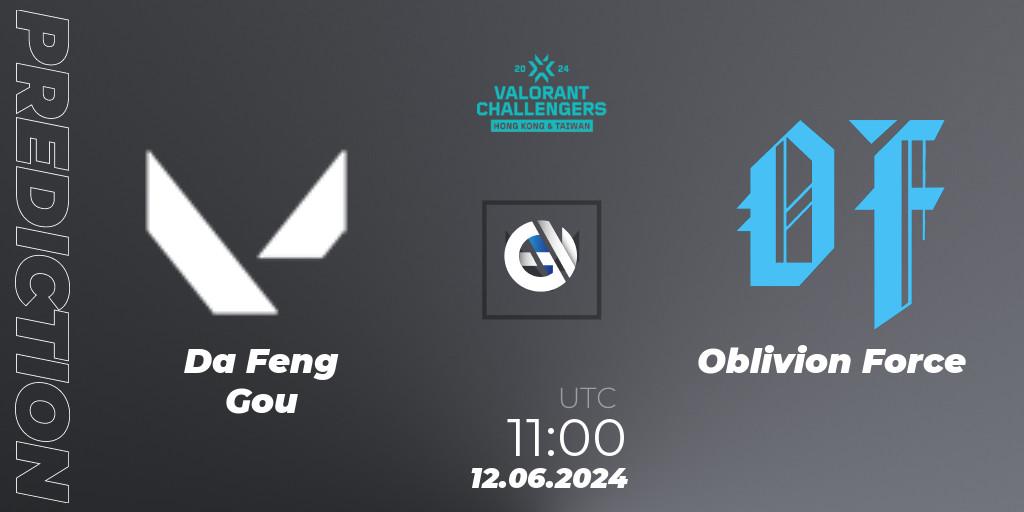 Da Feng Gou vs Oblivion Force: Match Prediction. 12.06.2024 at 11:00, VALORANT, VALORANT Challengers Hong Kong and Taiwan 2024: Split 2