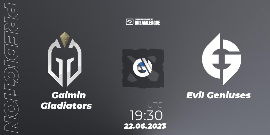Gaimin Gladiators vs Evil Geniuses: Match Prediction. 22.06.23, Dota 2, DreamLeague Season 20 - Group Stage 2