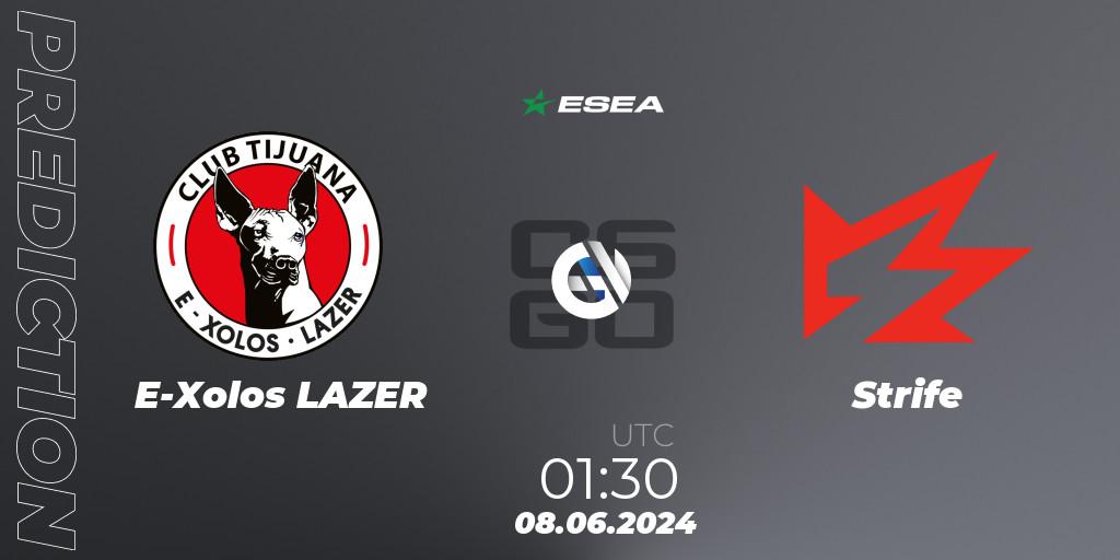 E-Xolos LAZER vs Strife: Match Prediction. 08.06.2024 at 01:30, Counter-Strike (CS2), ESEA Advanced Season 49 North America