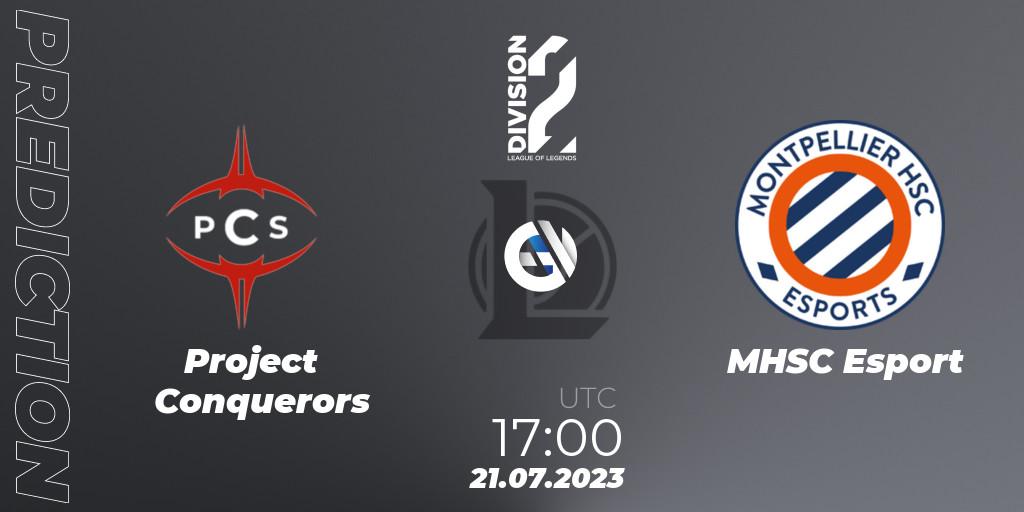 Project Conquerors vs MHSC Esport: Match Prediction. 21.07.23, LoL, LFL Division 2 Summer 2023 - Group Stage