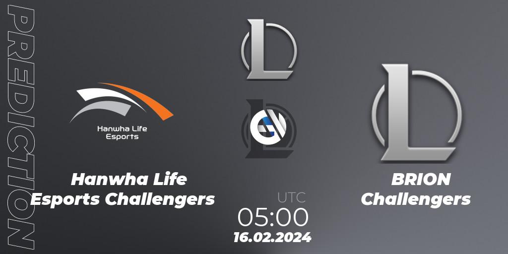 Hanwha Life Esports Challengers vs BRION Challengers: Match Prediction. 16.02.24, LoL, LCK Challengers League 2024 Spring - Group Stage